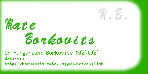 mate borkovits business card